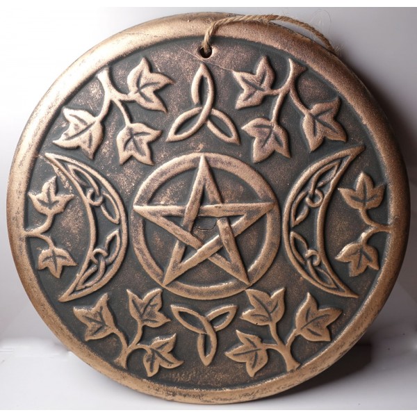 Triple Moon Pentacle Terracotta Plaque
